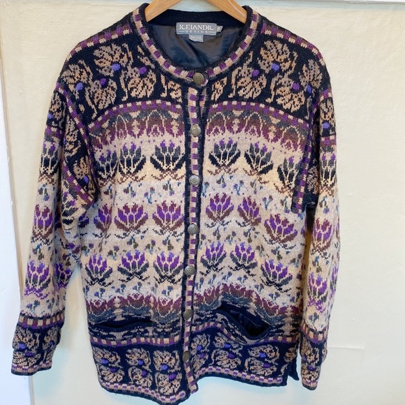 Icelandic Design Wool Lotus Knit Sweater Jacket - Picture 2 of 8